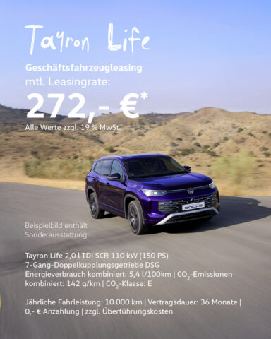 VW Tayron Life im Geschäftsfahrzeugangebot für 272,- €
