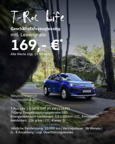 VW T-Roc Life im Geschäftsfahrzeugangebot für 169,- €