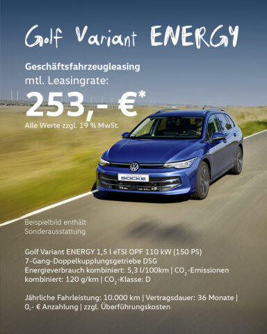 VW Golf Variant Energy im Geschäftsfahrzeugangebot für 253,- €