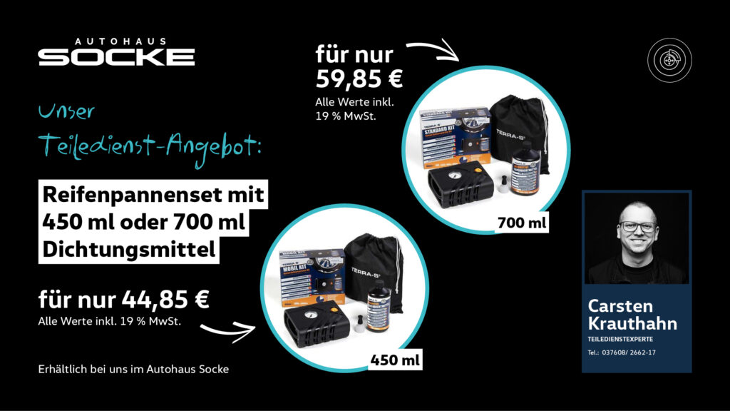 Teiledienstangebot Reifenpannenset 450 ml oder 700 ml Dichtmittel
