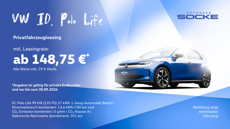 Leasingangebot des VW ID. Polo für 148,75 € mtl.