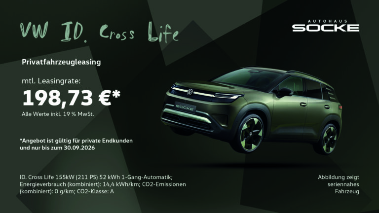 Privtafahrzeugleasing eines VW ID. Cross für 198,73 € mtl.