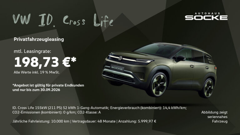 Privtafahrzeugleasing eines VW ID. Cross für 198,73 € mtl.